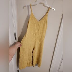❤️Potter's Pot Yellow Sleeveless Tank Jumpsuit  Wide Leg Crop Medium